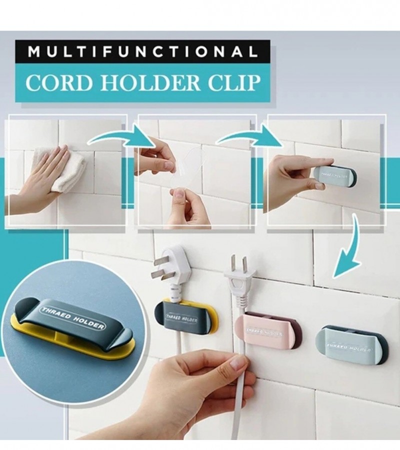 4Pcs Wall Mounted Punch Free Adhesive Plug Hook Cable Wire Socket Holder Charger Organizer - Multi