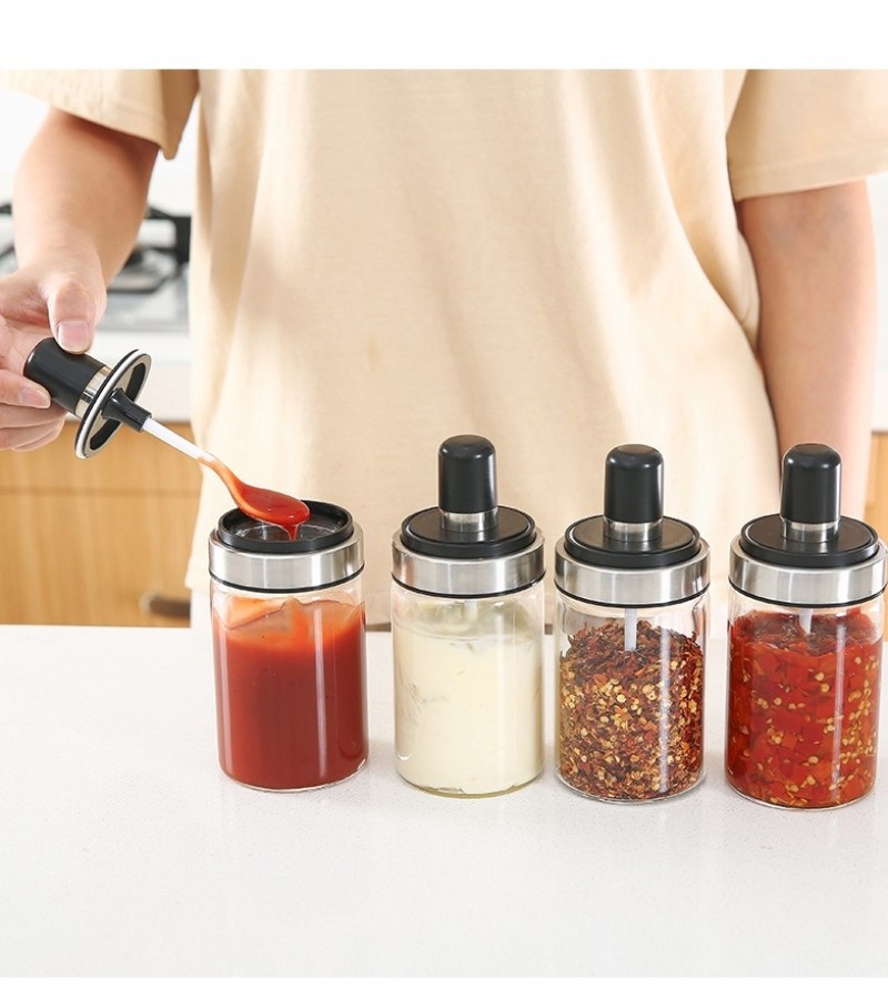 5Pcs Kitchen Seasoning Jar Spoon Cover Sealed Spice Jar Pepper Salt Sugar and other Condiments