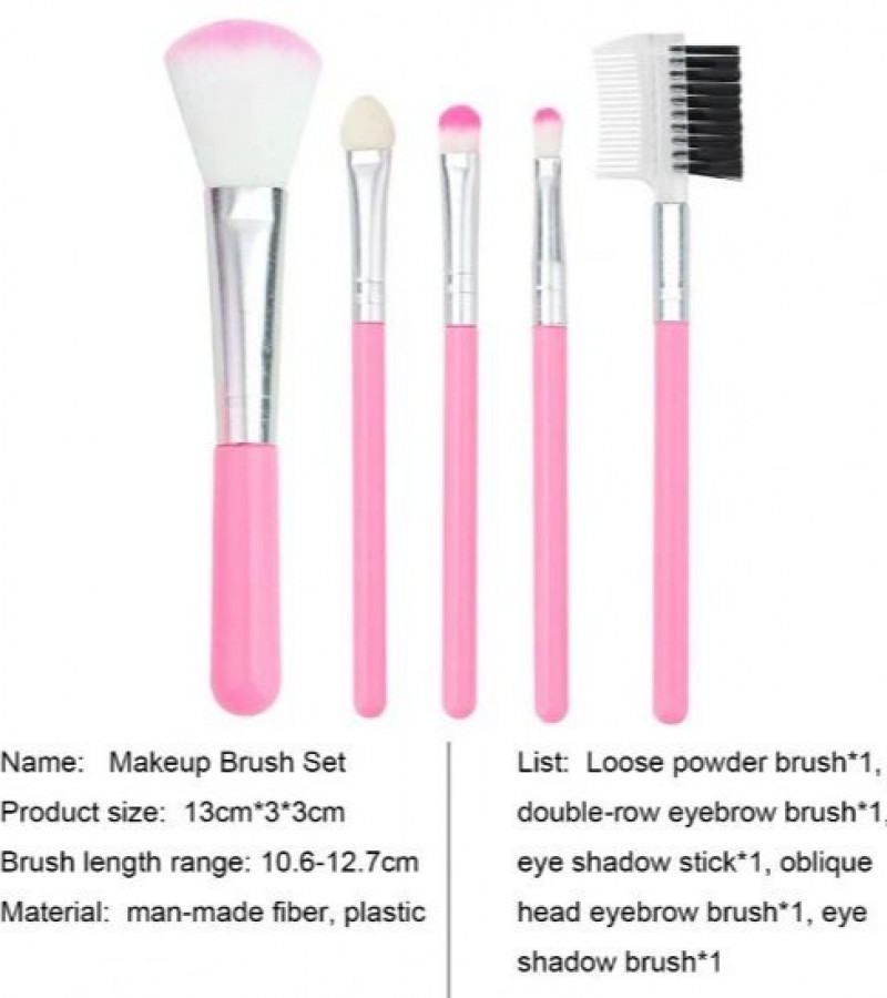 5Pcs Portable Mini Soft Travel Kits Makeup Brushes Set