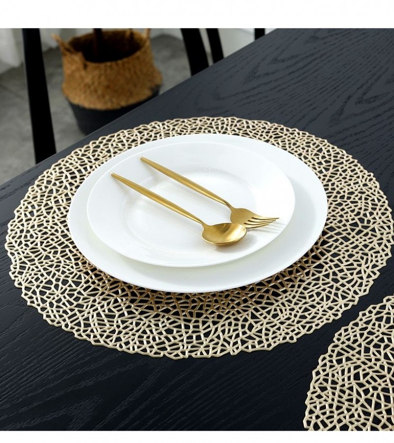 6 Pieces PVC Placemat For Dining Table Non Slip Round Coaster Pads Table Bowl Mats Home Decoration