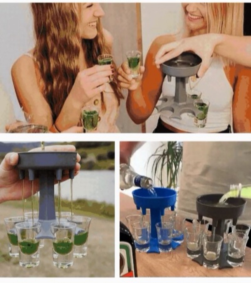 6 Shot Glass Dispenser and Holder Stand without Cups Cocktail Dispenser Drinking Games Party - Multi