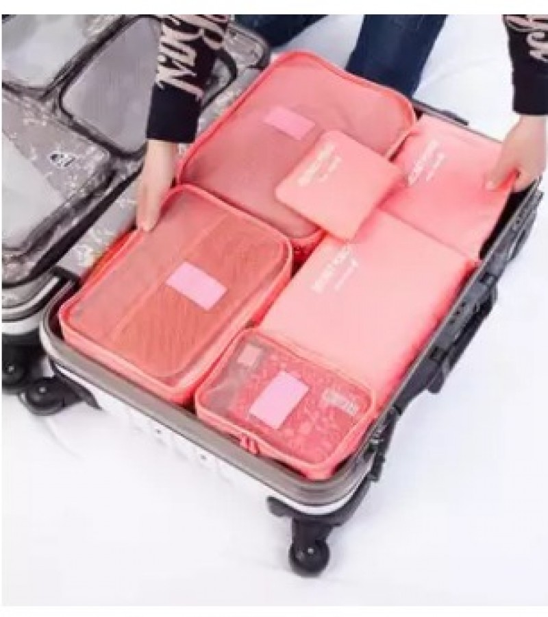 6pcs/Set Travel Storage Bag Portable Luggage Clothes Tidy Pouch Zip Toiletry Organizer - Multi