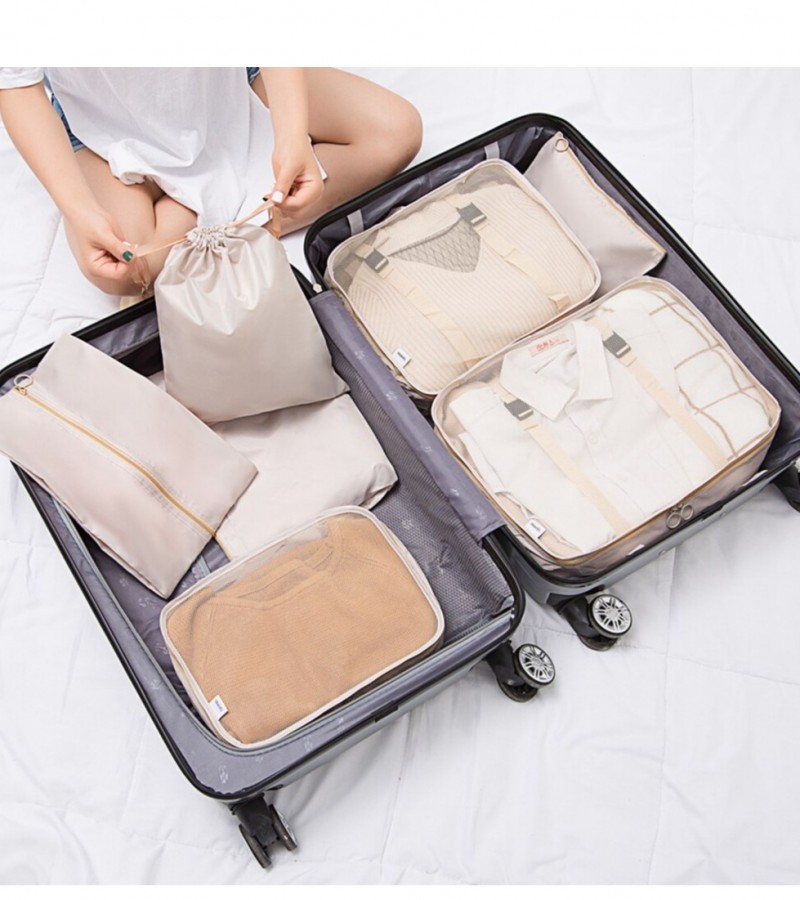 7pcs/Set Travel Storage Bag Portable Luggage Clothes Tidy Pouch Zip Toiletry Organizer