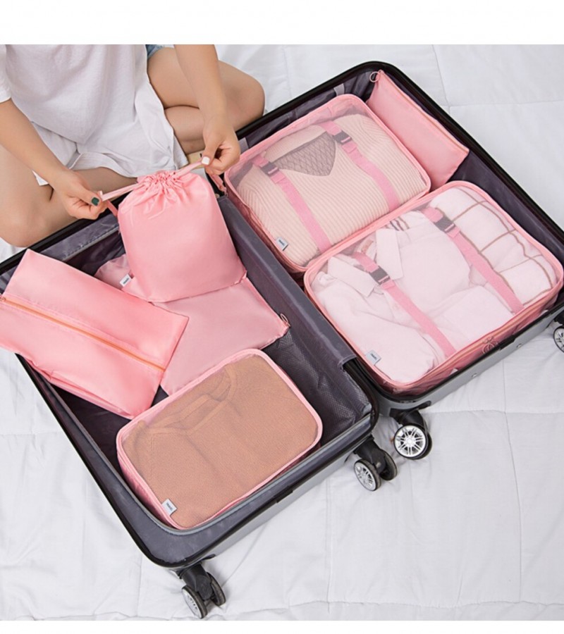 7pcs/Set Travel Storage Bag Portable Luggage Clothes Tidy Pouch Zip Toiletry Organizer