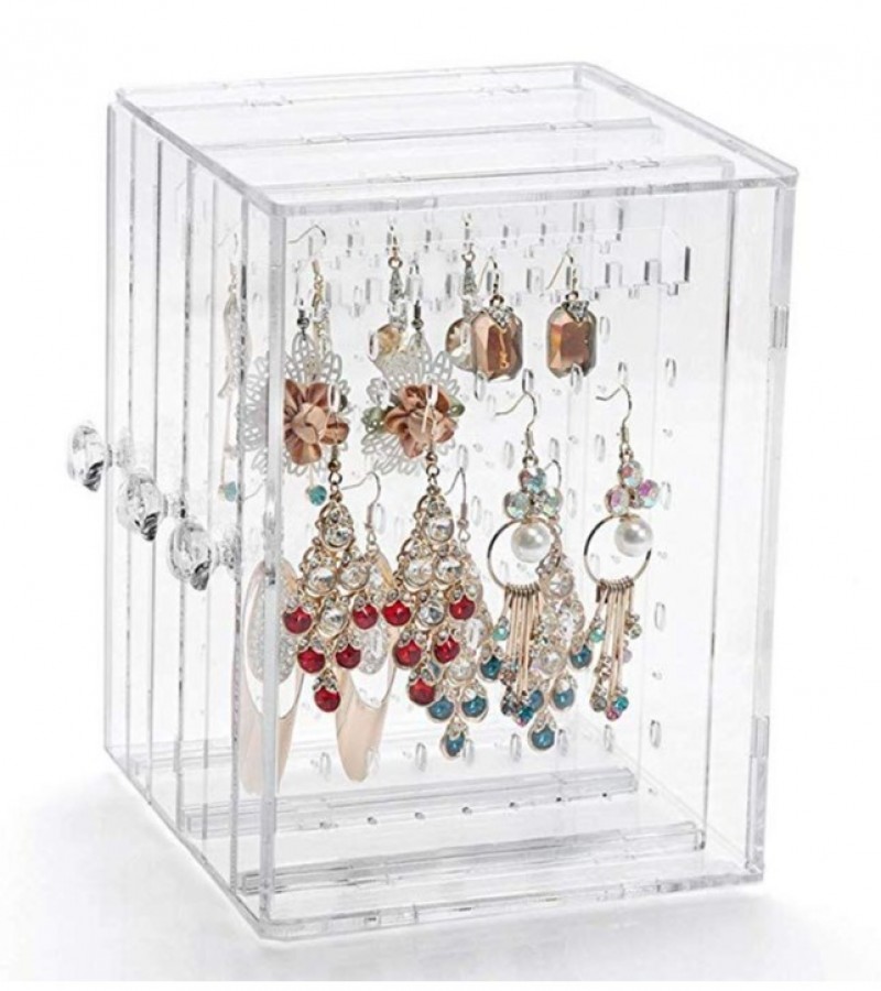 Acrylic Display Stand 3 Panels Earring Storage Box Jewelry Holder Hanging Storage Box Holder