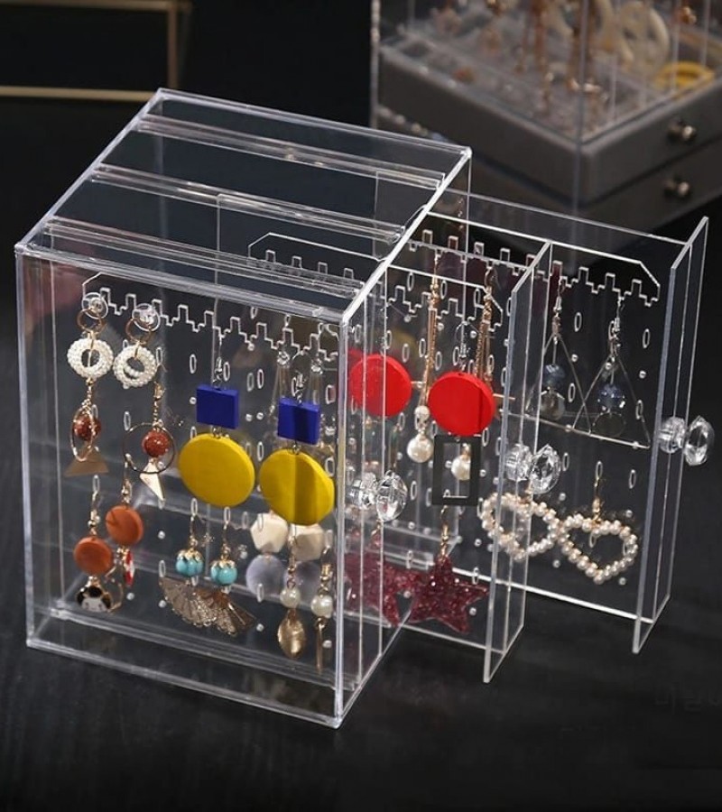 Acrylic Display Stand 3 Pannels Earring Storage Jewelry Holder Earring Rack Hanging Storage Holder