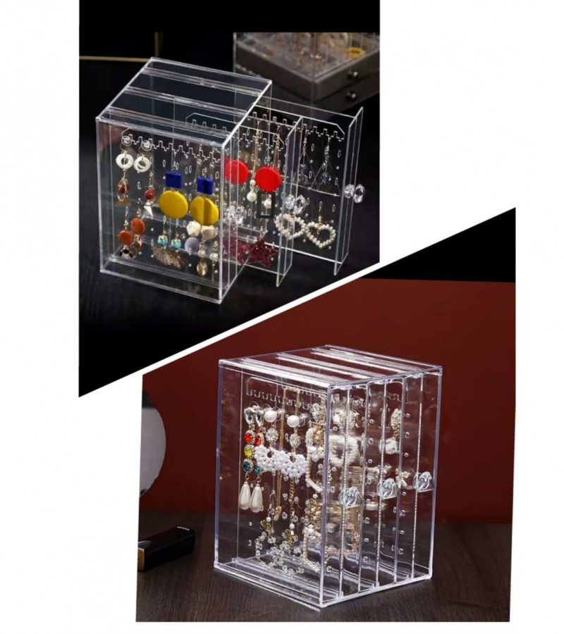 Acrylic Display Stand 3 Pannels Earring Storage Jewelry Holder Earring Rack Hanging Storage Holder