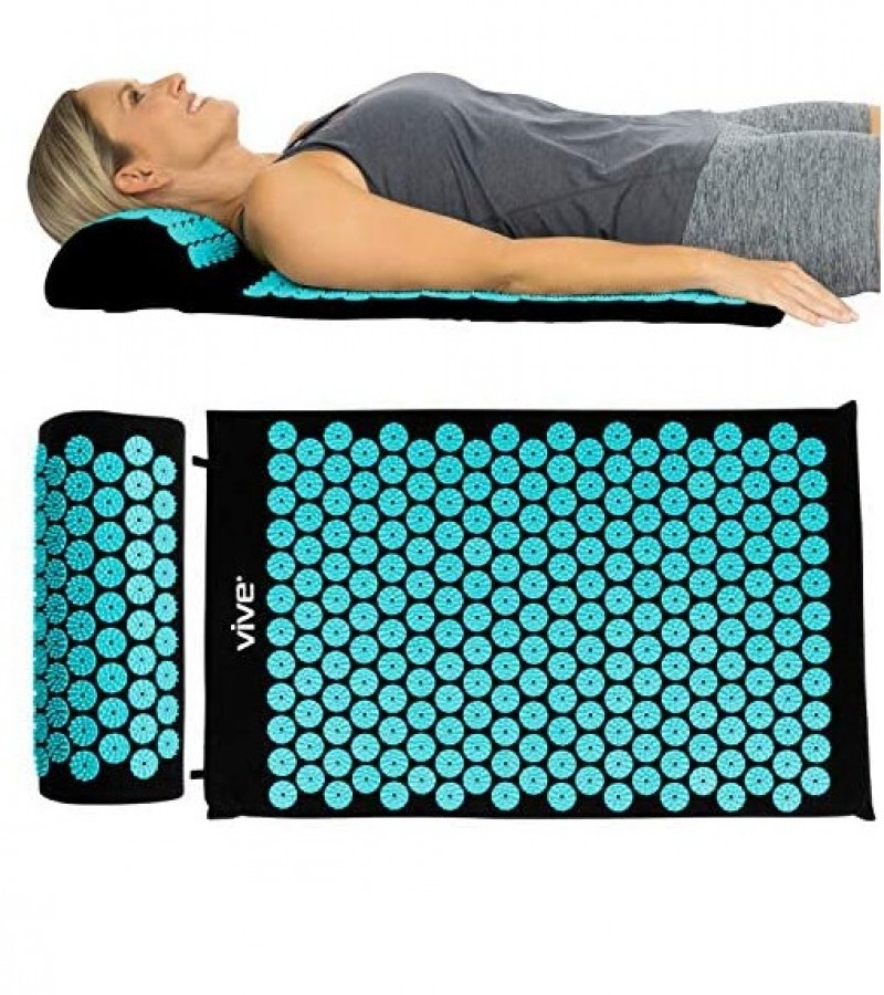 Acupressure Massage and Yoga Mat With Pillow For Stress/Pain/Tension Relief Mat - Multi