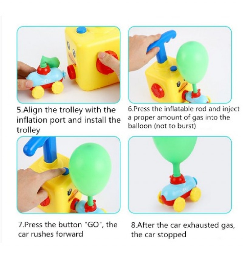 Air Pressure Power Car Duck Balloon Vehicle Educational Toy Gift Present for Children Kids