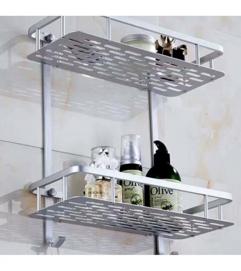 Aluminum Double Layer Space Rack Bathroom Shampoo Soap Cosmetic Accessories Storage Organizer