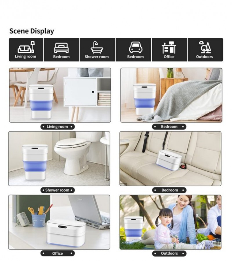 Automatic Sensor Smart Trash Can Dustbin Kitchen Bedroom Washroom 17.5L 2pcs AA batteries