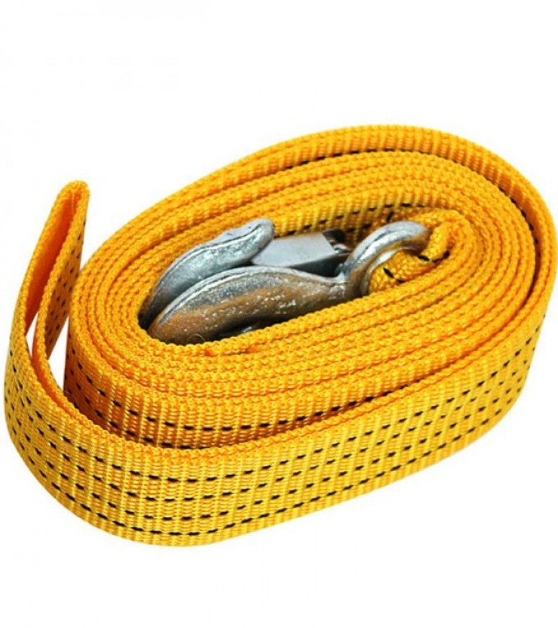 Car Tow Rope Straps with Hooks 3 Tons 3 Meters High Strength Emergency Towing Rope - Yellow