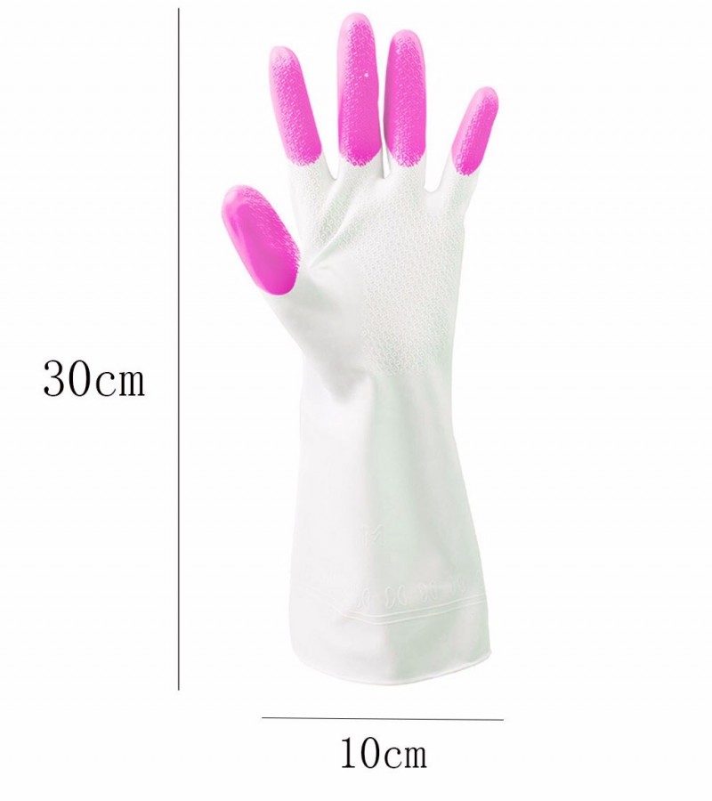 Cleaning Gloves Reusable Water Washing Cleaning Rubber Gloves Waterproof Gloves - Pink