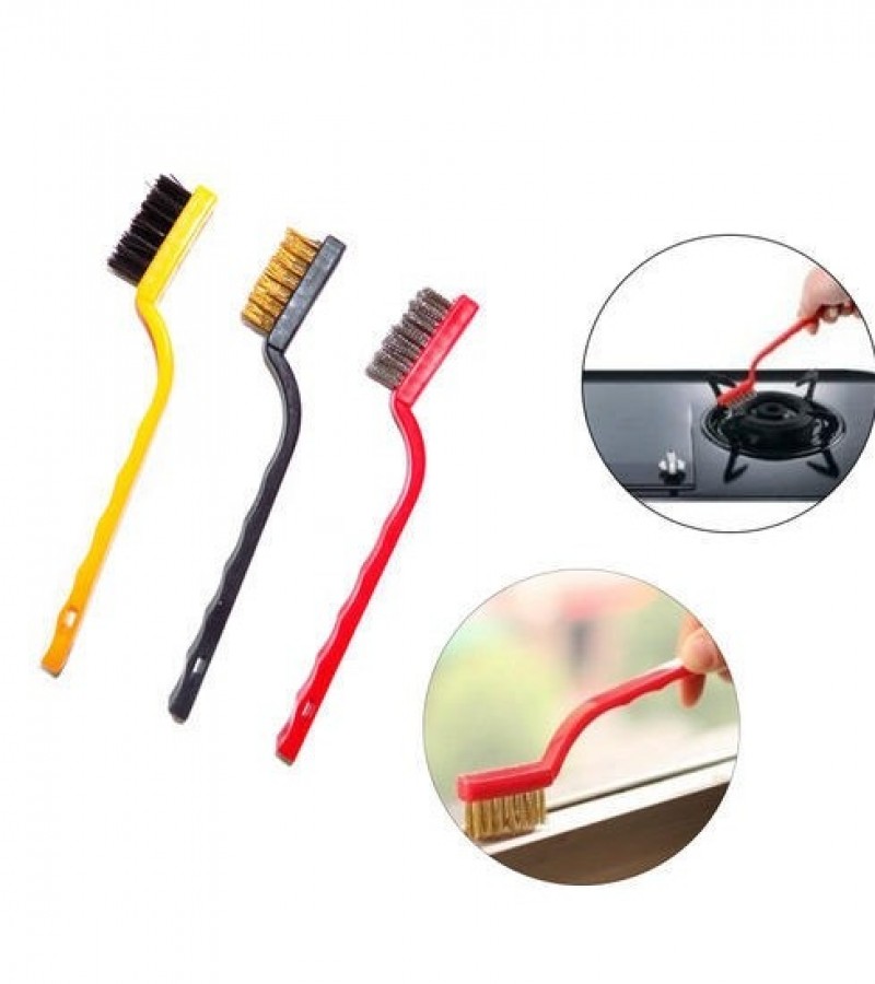 Cleaning Tool Kit 3 Piece Mini Wire Brush With Brass, Nylon, Stainless Steel Bristles