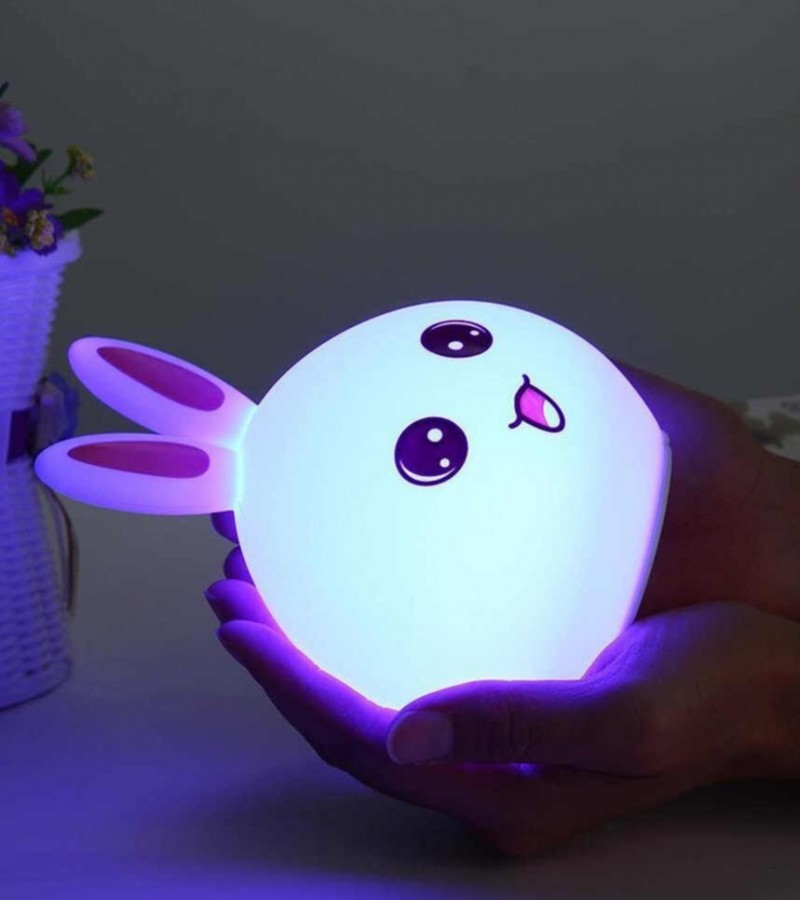 Cute Rabbit Silicone LED Night Light USB Rechargeable Baby Bedroom Night Lamp Touch Sensor Light