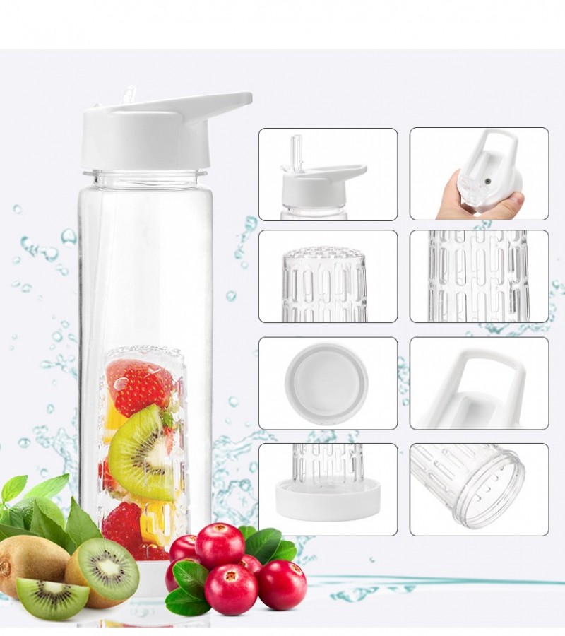 DETOX 750ml Plastic Clean Water Bottle Tritan Fruit Infuser Water Bottle for Island