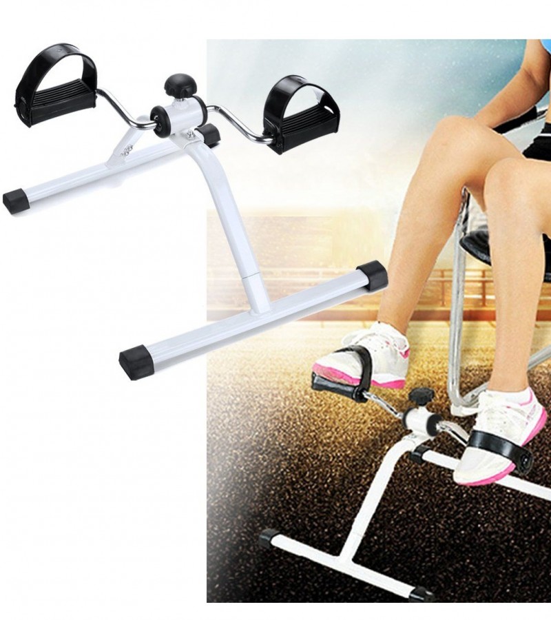 Exerciser Leg Arm Workout Machine Under Desk Bike Foldable Mini Bike Foot Pedal Cycle - White