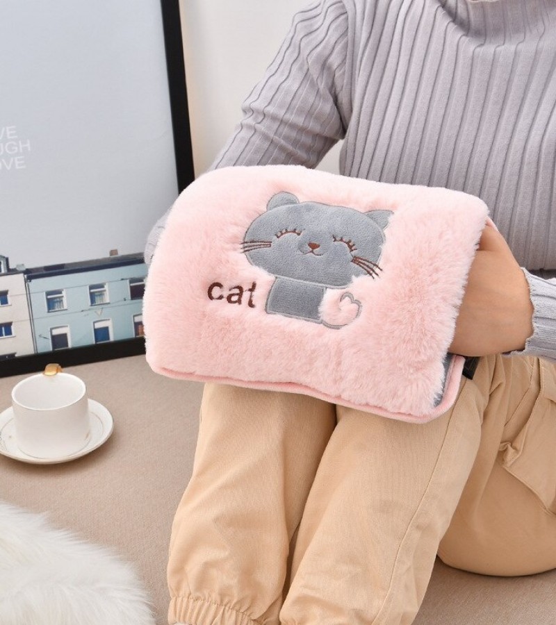 Fluffy Electric Hot Water Bottle Heat Pad with Pillow For Pain Relief Hot Water Bottle