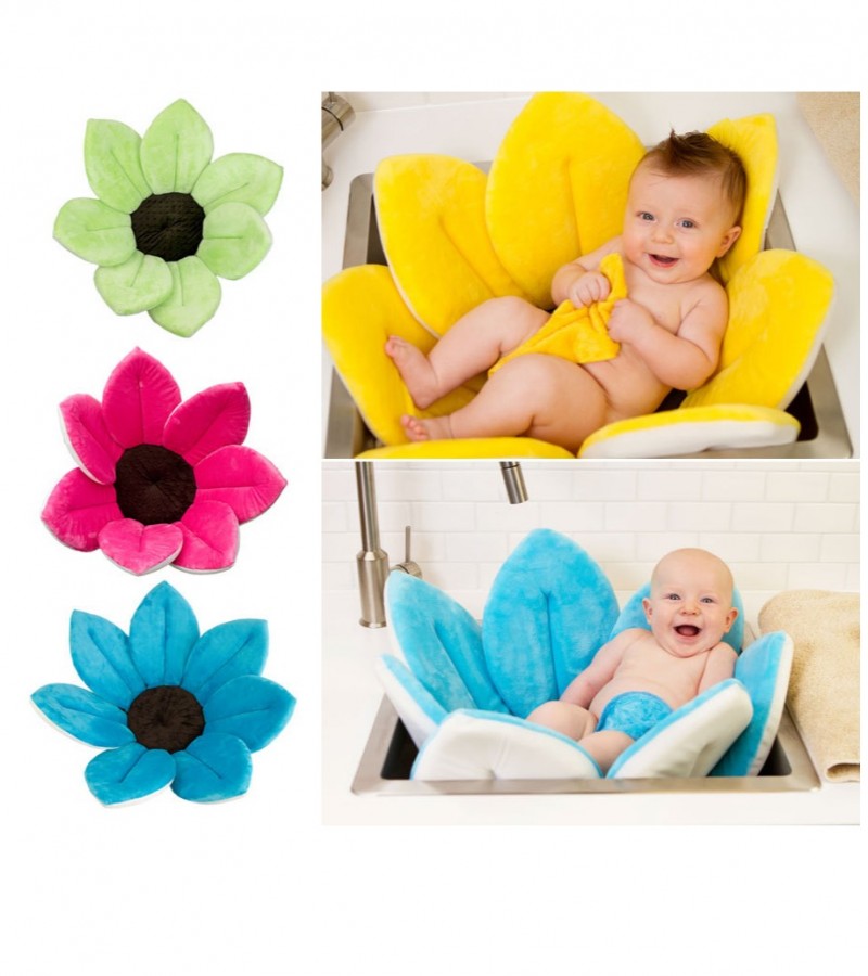 Foldable Flower Bathtub for Baby Sink Shower Flower Cushion Mat Sunflower