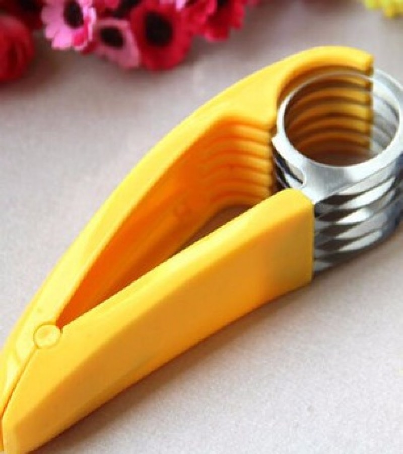 Functional Steel Banana Slicer,Fruit Cutter - Yellow