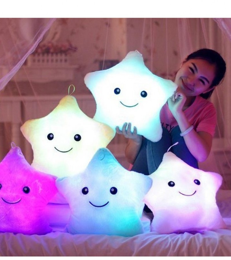 Glowing Colorful Star LED Luminous Pillow LED Light Stuffed Star Pillow Soft Cushion for Kids