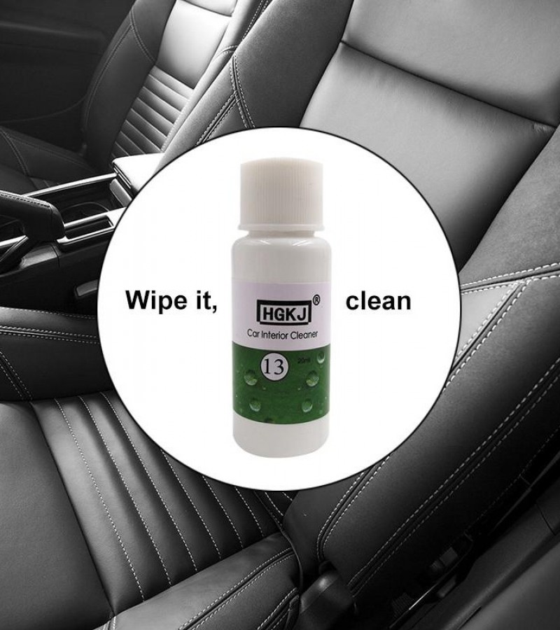 HGKJ 13 Car Seat Interiors Cleaner Window Glass Liquid Leather Plastic Renovator Wax Automotive 50ML