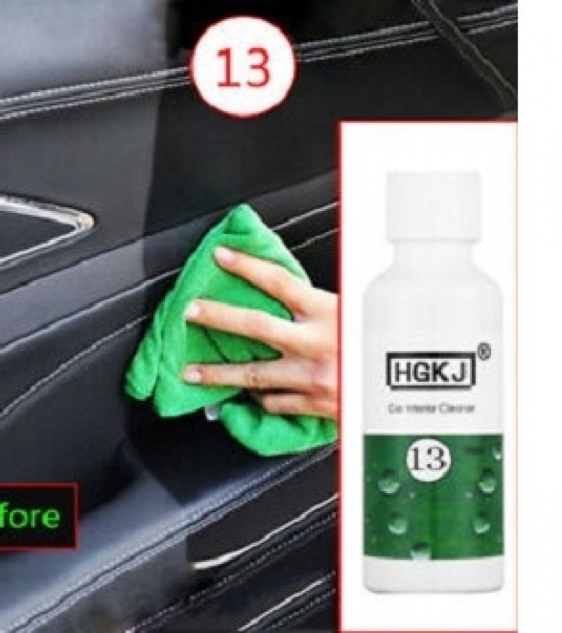 HGKJ 13 Car Seat Interiors Cleaner Window Glass Liquid Leather Plastic Renovator Wax Automotive 50ML