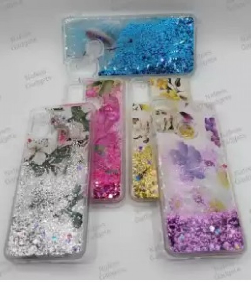 Infinix Hot 9 Play Model Back Cover Water Glitter Shiny Ladies Soft Silicon Case