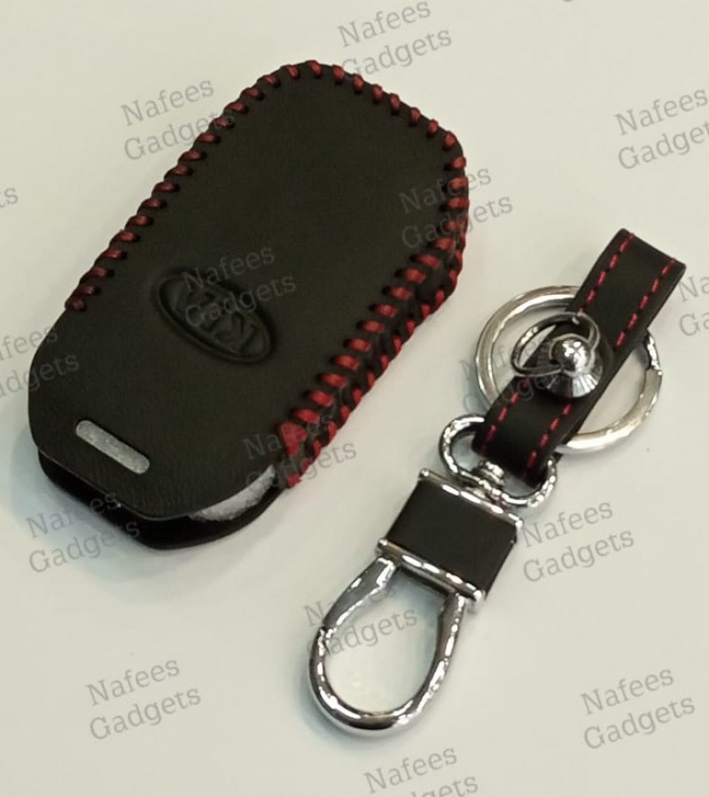 Kia Alpha Good Quality Car Key Cover & Keychain - Black
