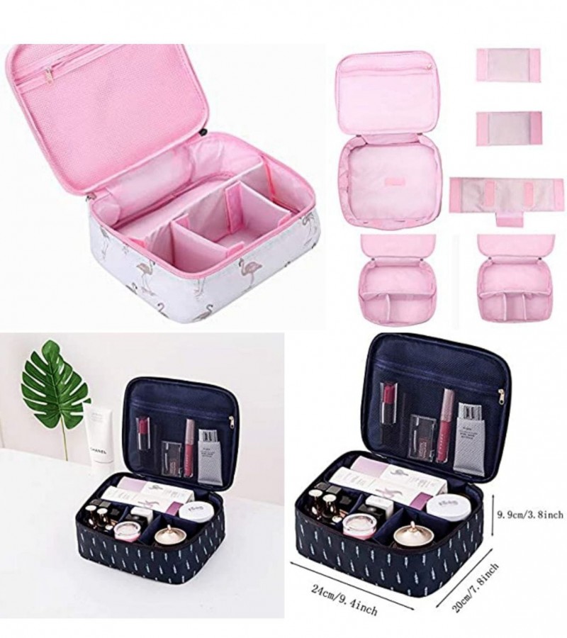 Makeup Bags for Women Travel Makeup Bag with Adjustable Dividers for Makeup Brushes - Multi