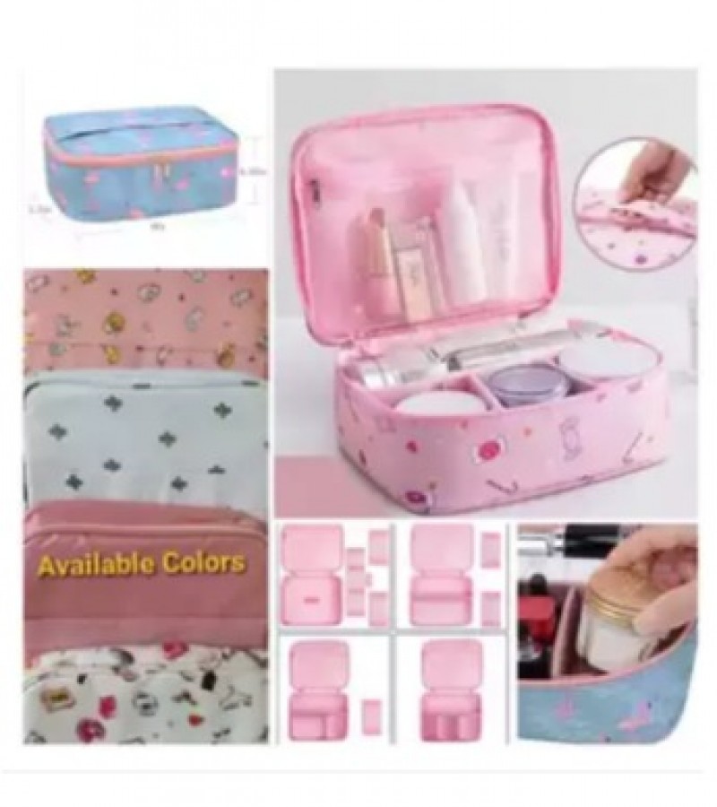Makeup Bags for Women Travel Makeup Bag with Adjustable Dividers for Makeup Brushes - Multi