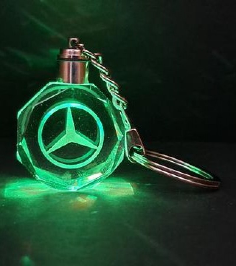 Mercedes Car Logo Crystal Light Changing Keychain