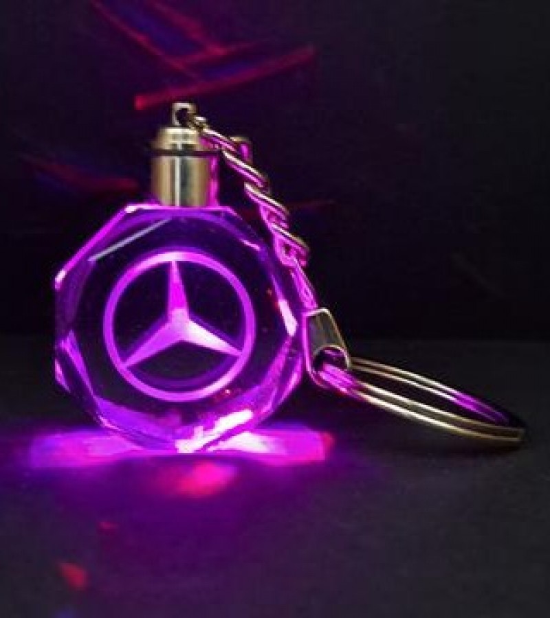Mercedes Car Logo Crystal Light Changing Keychain