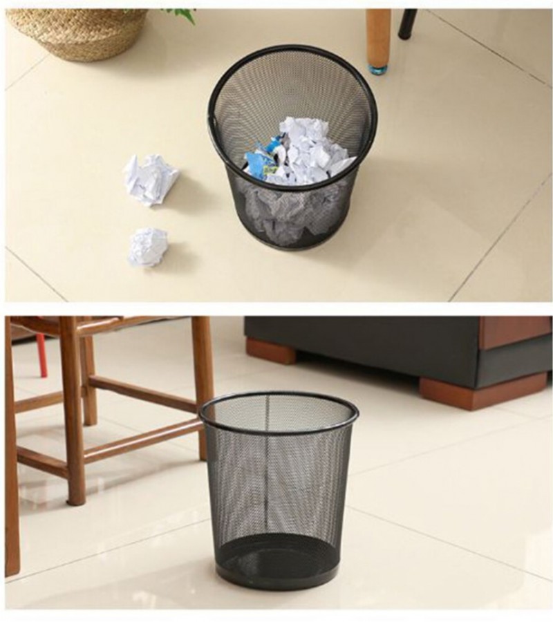 Metal Trash Can Round Dust Bin For Office Kitchen Room Waste Paper Basket Office and Home