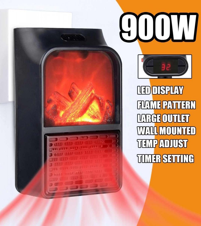 Mini Portable Electric Heater Flame 900W Winter Home Offic