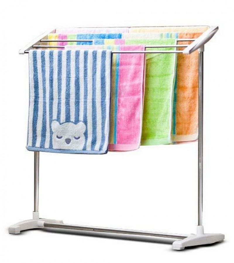 Mobile Towel Cloth Drying Rack Stand 5 Stainless Steel Bar Save Space for Drying Holder Towel Stand