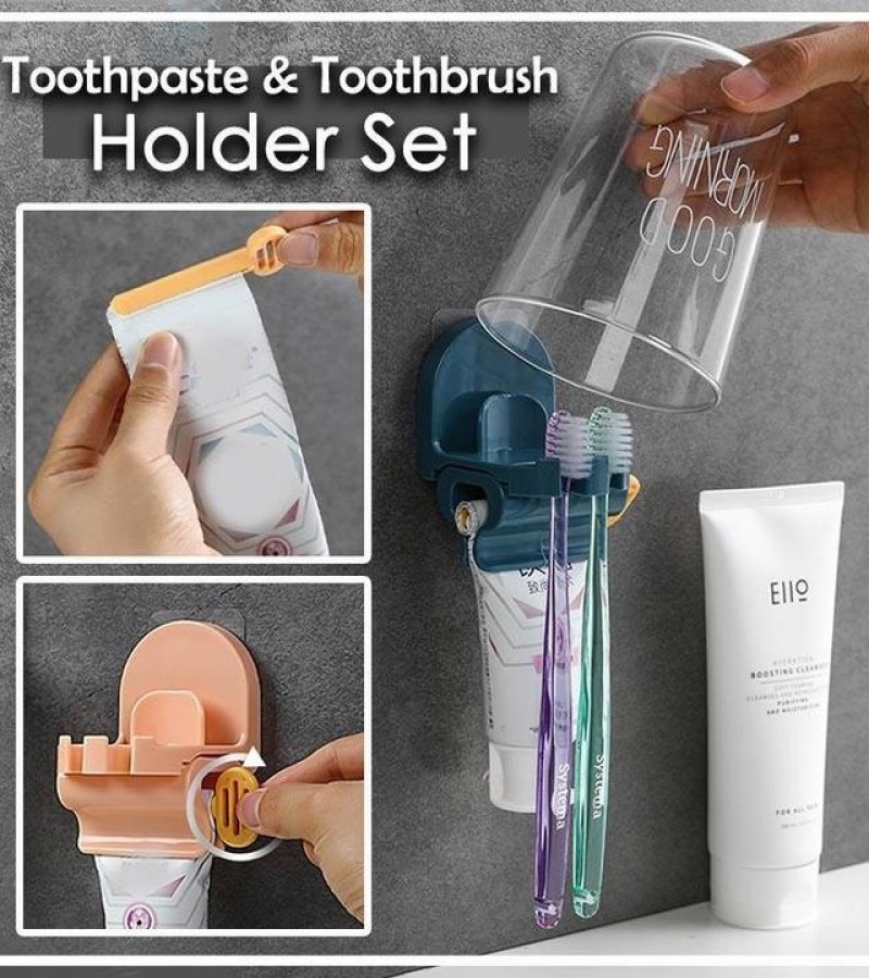 Multifunction Wall-Mounted Manual Toothpaste and Toothbrush Squeezer Holder - Multi
