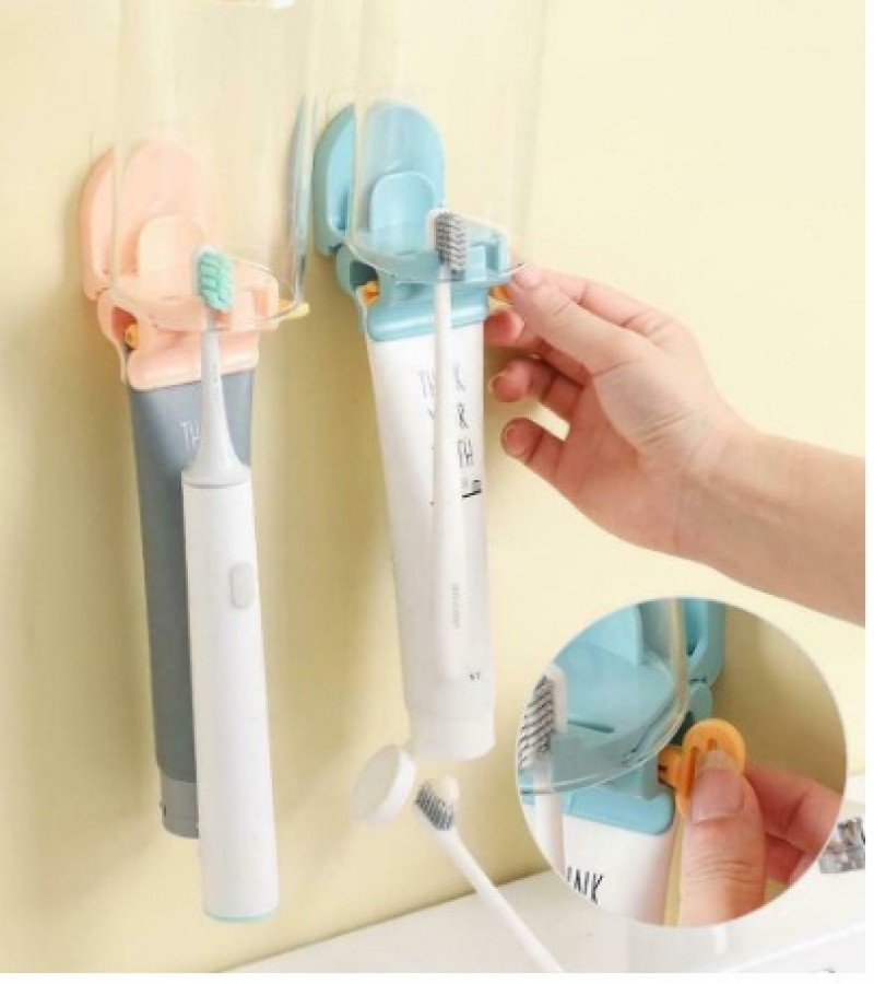 Multifunction Wall-Mounted Manual Toothpaste and Toothbrush Squeezer Holder - Multi