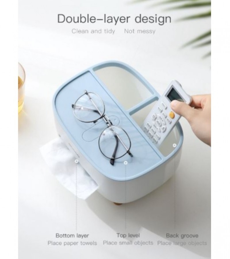 Multifunctional Tissue Box Cover and Mobile Holder with Storage Container For Home Office - Multi