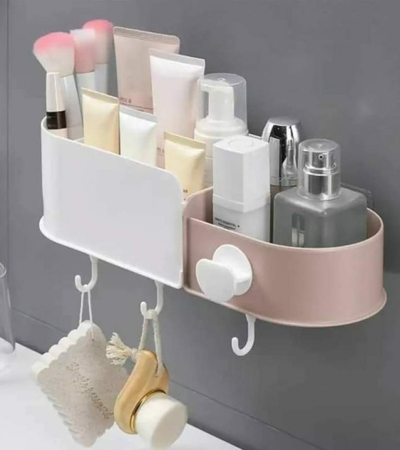 Multifunctional Wall Mounted Adhesive Hair Dryer Makeup Storage rack For Plastic Bathroom Shelf
