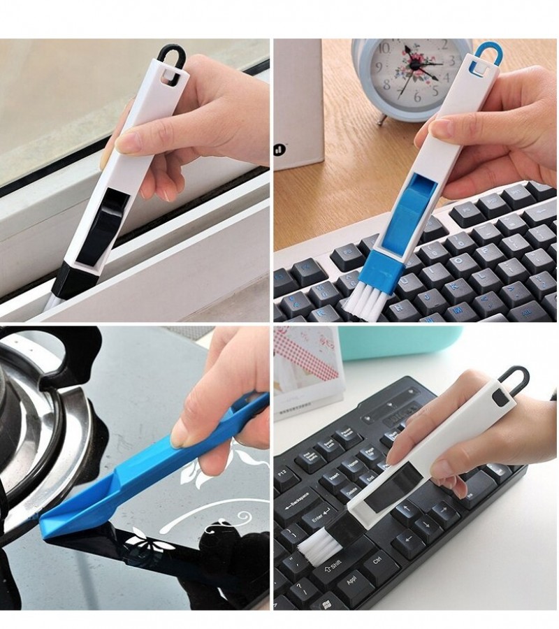 Multipurpose Household 2 In 1 Cleaning Brush Tool for Window Door Keyboard Brush Tool