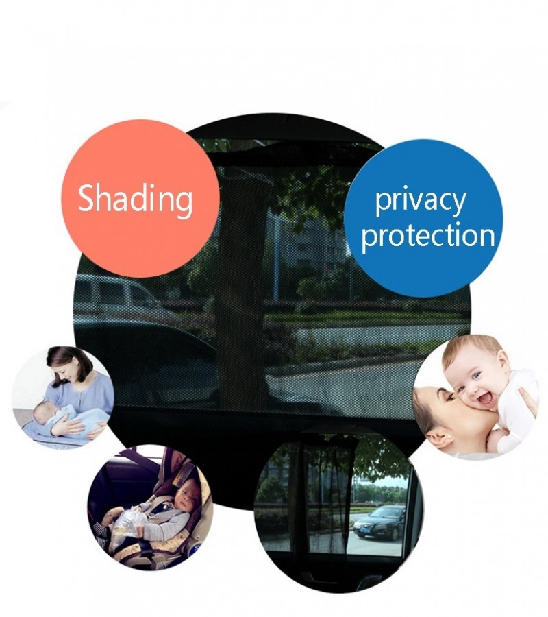 Pack of 2 Protection Auto Car Sun Shade Side Window Curtain Visor Mesh Cover - Black