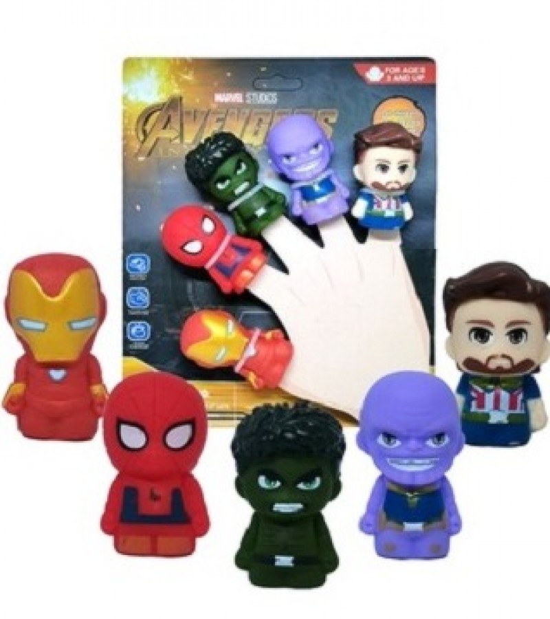 Pack of 5 Marvel Studio Avengers Fingers Puppets For Kids Hand Rubber Toys For Baby Kids