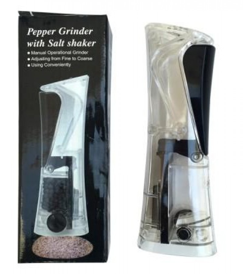 Pepper Grinder With Salt Shaker Acrylic One Hand Design Easy to Use & Adjustable