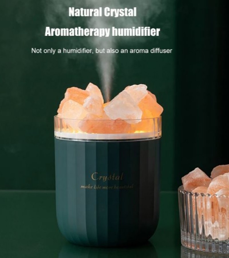 Portable Crystal Aromatherapy LED Light Salt Cool Mist Humidifier for Home Decor Car