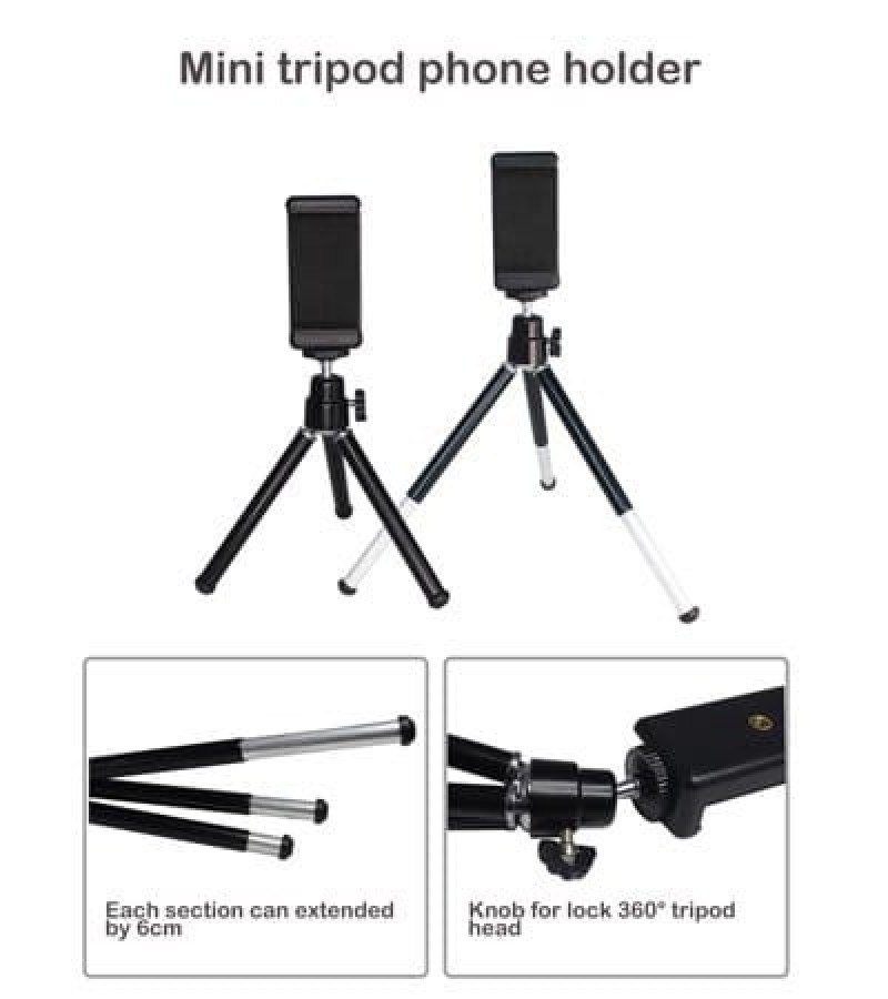 Portable Flexible Mini Mobile Phone Stand Tripod with Cell Phone Holder for for Smartphone