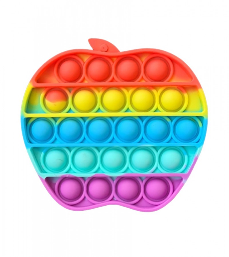 Push Pop Bubble Fidget Spinner Pop It Silicone Toy - 5 inches - Rainbow Apple