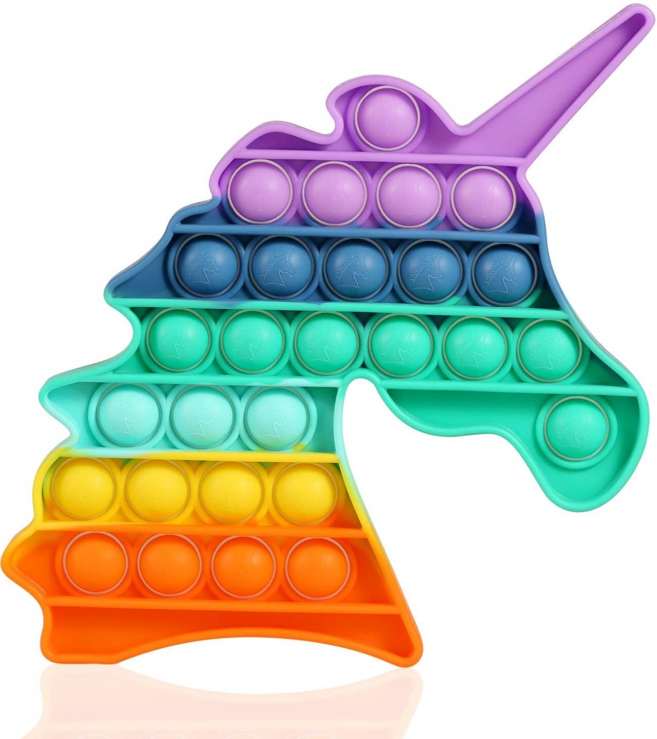 Push Pop Bubble Fidget Spinner Pop It Silicone Toy - 5 inches - Rainbow Unicorn