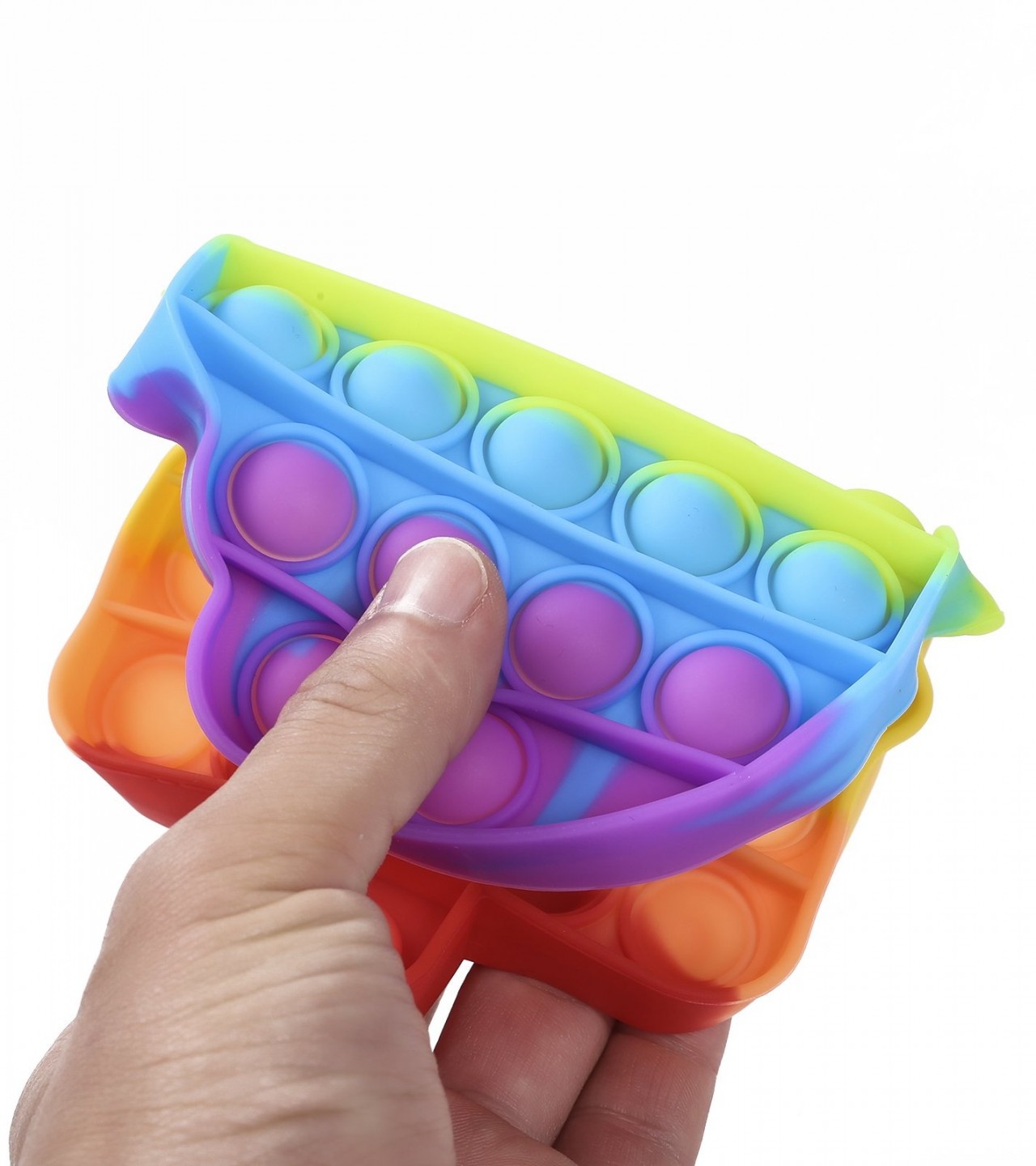 Push Pop Bubble Fidget Spinner Pop It Silicone Toy - Rainbow Ice Cream