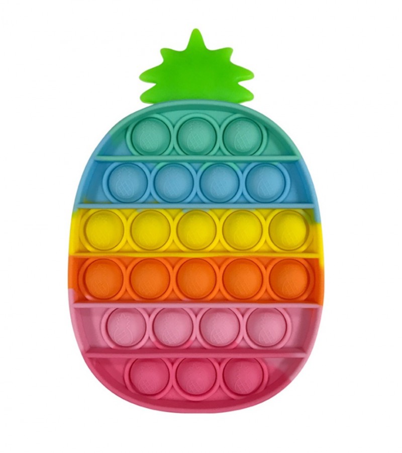 Push Pop Bubble Fidget Spinner Pop It Silicone Toy - Rainbow Pineapple